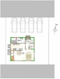 丸亀市　土器町西④　太陽光つきオール電化住宅の区画図