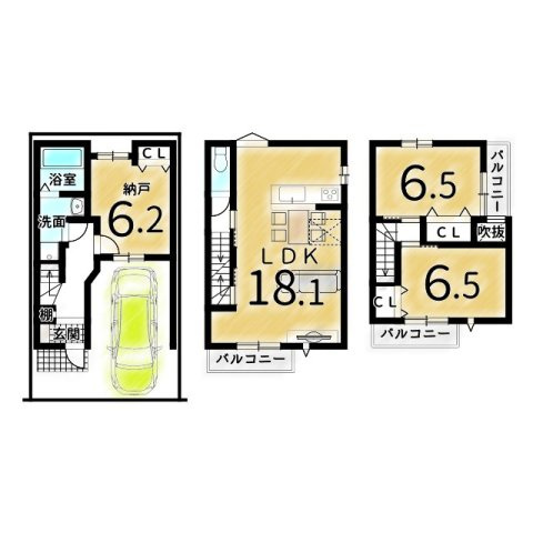 鳳瑞町　Ａプラン　建築条件付き土地の土地図＋建物プラン例