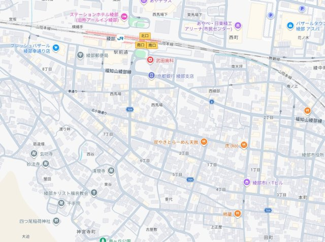 綾部市広小路　新築一戸建ての地図