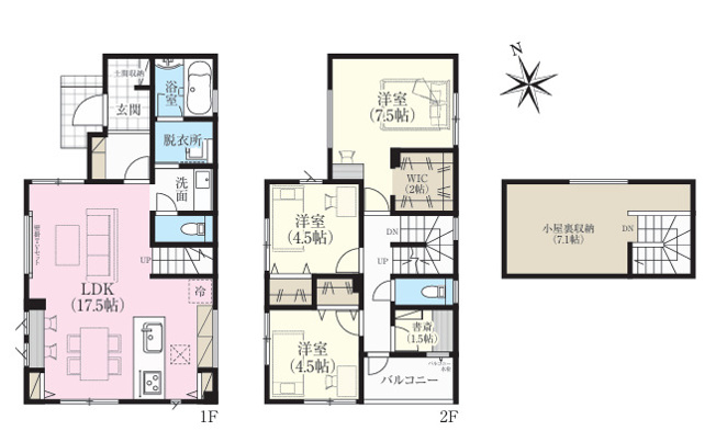 【間取り】 | 海老名市門沢橋５丁目　新築戸建て　全6棟【仲介手数料無料】 | 海老名市を中心に地域密着で営業♪不動産のことなら「大樹不動産」へ