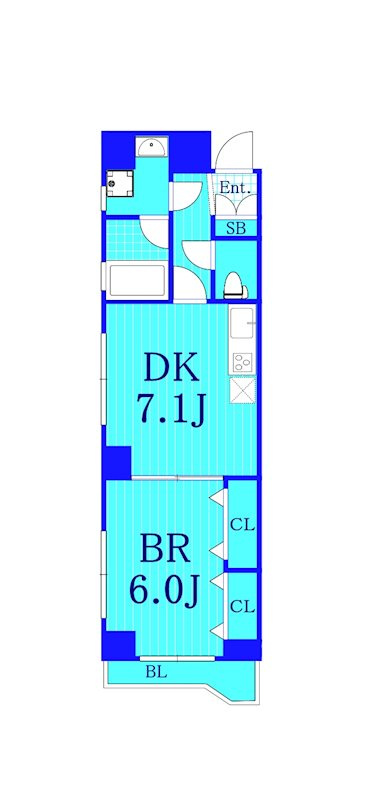 横浜市西区浅間町１丁目の賃貸マンションの間取り|使いやすい１DKの間取りです。