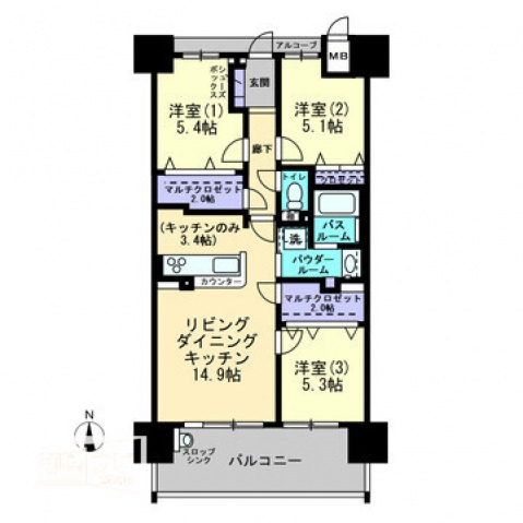 アルファステイツ奉還町の間取り