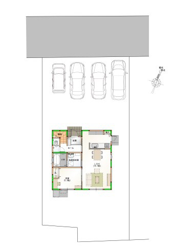 丸亀市　前塩屋町③　太陽光つきオール電化住宅の区画図
