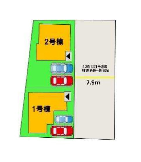 【区画図】 | 糟屋郡須恵町新原6期　1号棟（全2棟）【仲介手数料無料・0円】 | 区画図です。1号棟