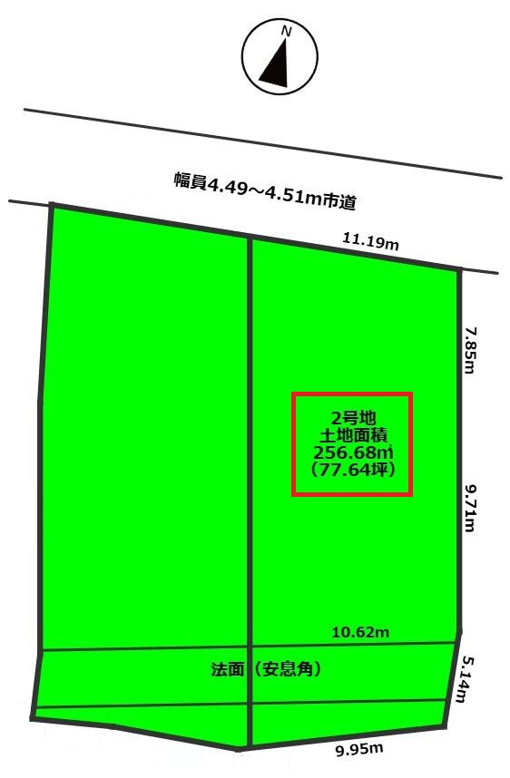 瀬戸市上品野町売り土地（全2区画）の区画図