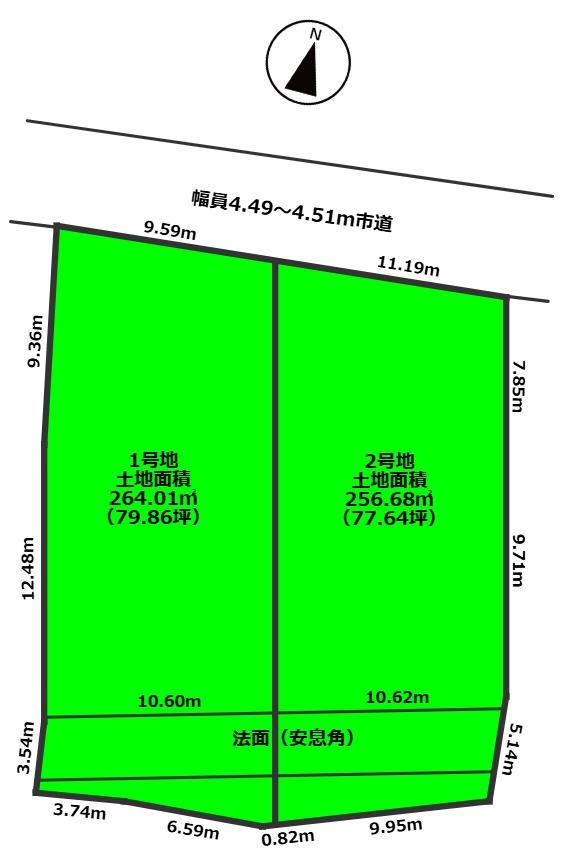 瀬戸市上品野町売り土地（全2区画）の土地図