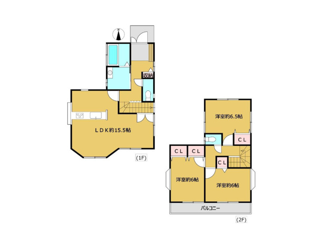 【間取り】 | 石川町中古戸建 | 4つの居室とゆとりあるLDKを備えた4LDKの中古戸建。子育て世帯にうれしい、個室と団らんの場がそろう間取りです。家事動線と収納計画にこだわり、子育て中の忙しい毎日をしっかり支えます。