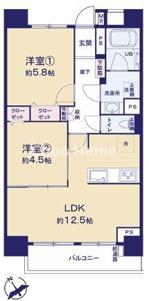 東白髭第二マンションの間取り|最上階（13F）南西向きにつきまして日当たり・通風・眺望良好。新規リノベーションマンション。アフターサービス保証付き・既存住宅瑕疵保険加入物件ですのでご購入後も安心して暮らせます。