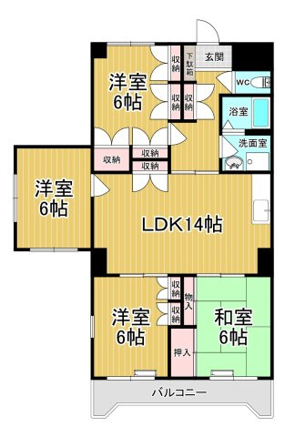【間取り】 | グランコート晃望台 | フェミリーさん向けのゆとりの3ＬＤＫのお部屋です♪