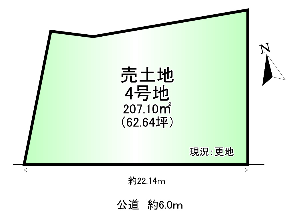 北葛城郡広陵町大野　４号地の土地図|土地面積：207.10㎡