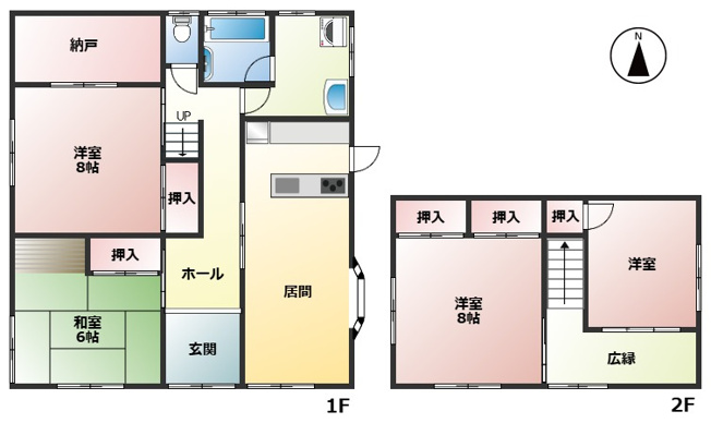 【間取り】 | 富士市大渕　中古戸建 | リフォーム済の４ＳＬＤＫです♪全室収納あり♪納戸あり♪家族団らんを楽しめる対面式キッチン♪