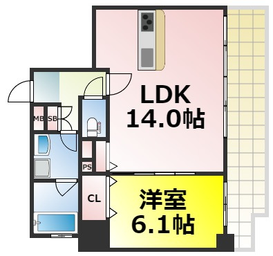 【間取り】 | エルデ北堀江 仲介手数料無料