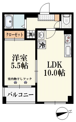 山主ビルの間取り|★２人入居も相談可能の１ＬＤＫ★