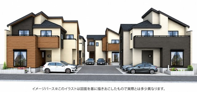 川越市藤原町　1号棟の外観パース