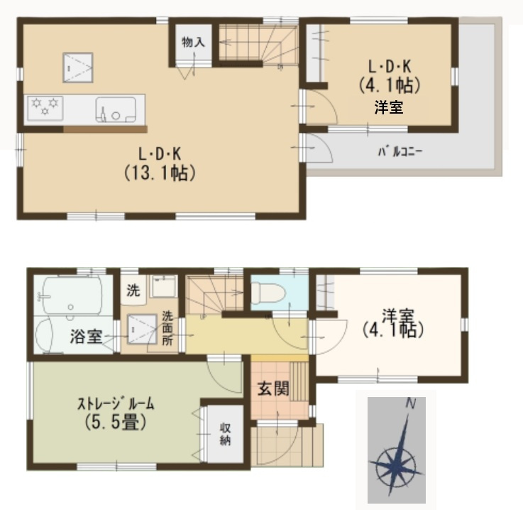 市川市曽谷３丁目新築戸建【百合台小学校：7分】の間取り|2LDK+S