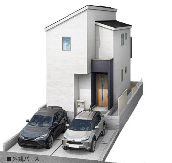 仲介手数料無料　リナージュ所沢市中新井4丁目・新築全2棟の外観パース