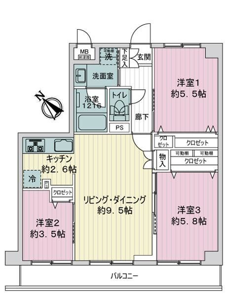 マイキャッスル宮崎台サウスコートの間取り