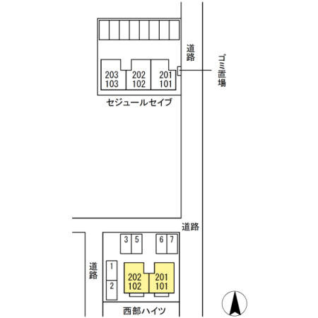 西部ハイツの区画図