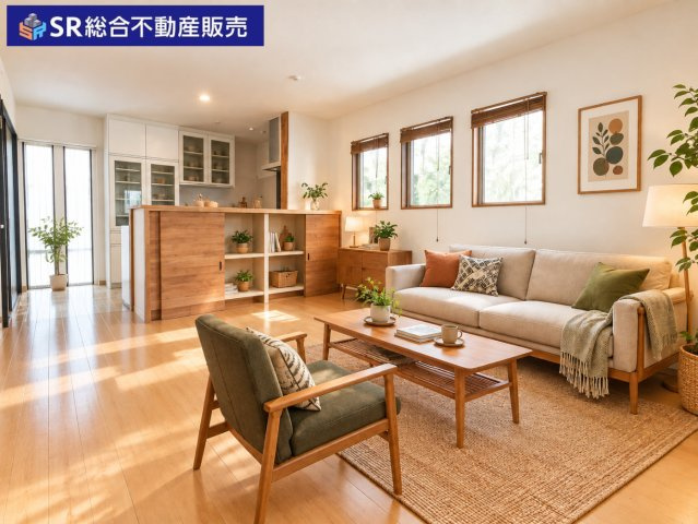 南鴻池町2丁目中古戸建の居間・リビング|リビングは14帖♪ご家族でゆったりとお過ごしいただけます！（家具はCGによるイメージです。）