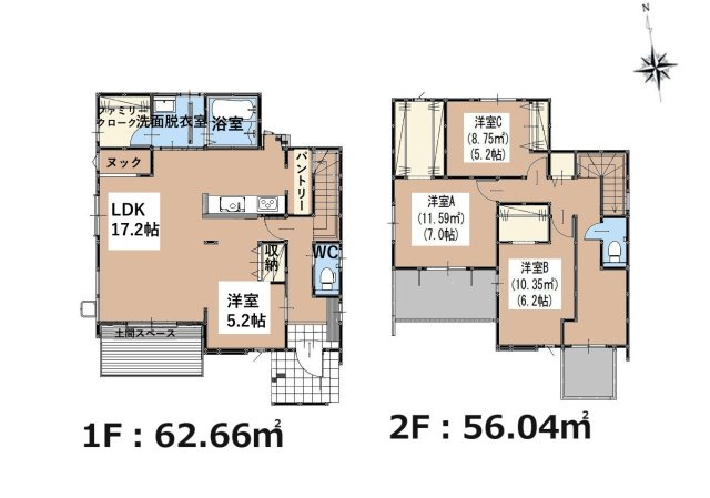 S・福岡市西区今宿上ノ原第5-8棟（4号棟）の間取り|全居室収納付きで便利です。