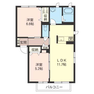 【間取り】 | 【シャーメゾン】オークヴィレッジ | 広々2LDK