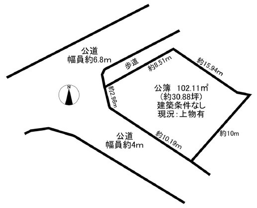 野洲市栄　売土地の土地図