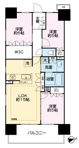 ルネ柏ディアパークの間取り|洋室６帖の収納は可動式収納となります