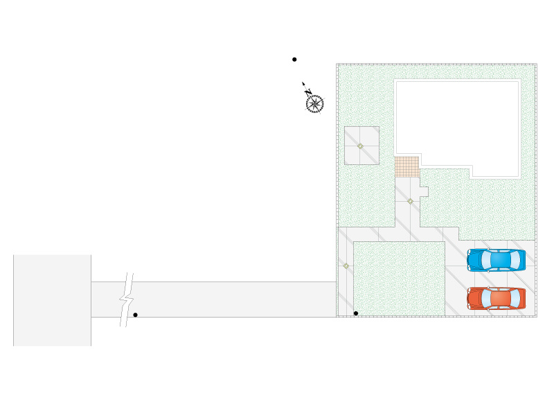 【館林市大街道2丁目全1区画　区画図】
敷地面積360.18㎡(108.95坪)(内協定道路部分100.37㎡(30.36坪)含む) 
建物面積108.57㎡(32.84坪)
駐車3台駐車可能！！