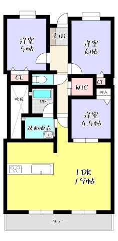 ーアルファシティ社ノ木ー3LDKー中古マンション　【門司区　中古マンション】の間取り|ファミリーに使いやすい3LDKの間取り【門司区　中古マンション】