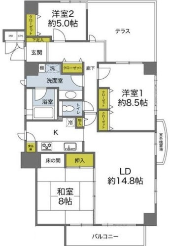 シテヌーブ北千住３０Ｃ棟の間取り|間取りです。