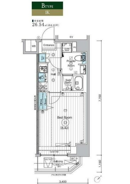 川崎市多摩区登戸の賃貸マンションの間取り