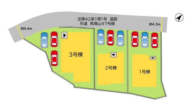 北九州市八幡西区馬場山西2期1号棟の区画図