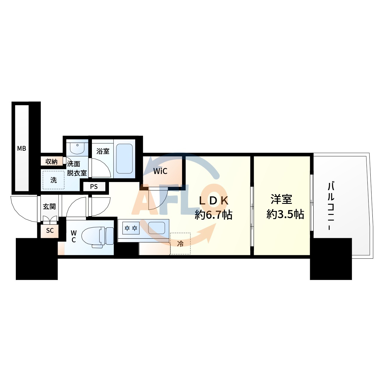 コンフォリア・リヴ本町WEST　Qの間取り|コンフォリア・リヴ本町WEST Q　間取り