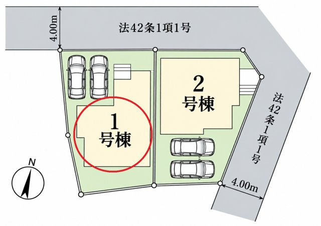 仲介手数料無料　北区奈良町126-5　新築戸建　全２棟の区画図