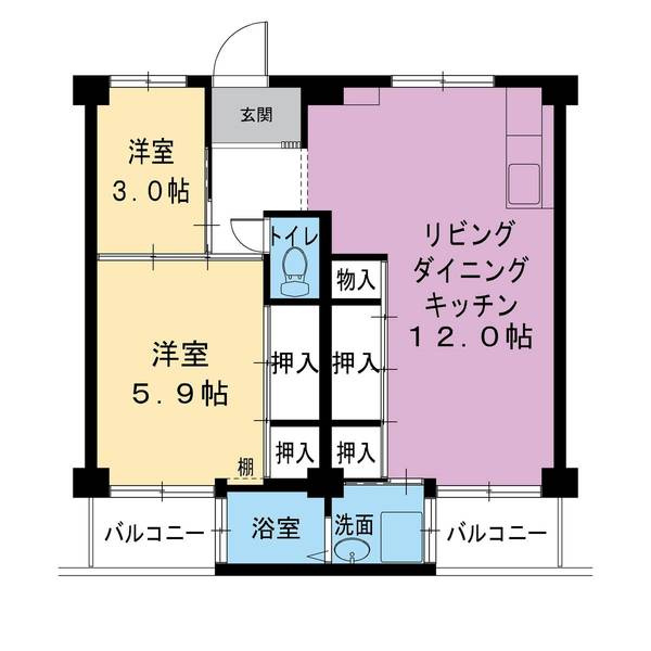 ビレッジハウス葛ノ葉4号棟の間取り