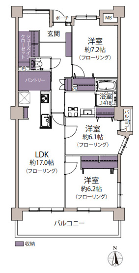 【間取り】 | シーサイドももちイーストステージ 1号棟 | 内装フルリフォーム済みなので気持ち良く新生活を始められます！
