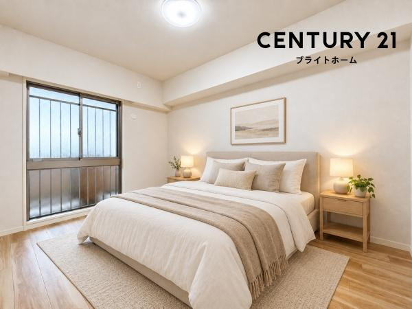 アリスガーデン横浜2番館の洋室|窓からの光が嬉しい洋室です。
収納もあり、荷物が多い方にも安心です♪
※家具等はＣＧでの参考レイアウトです。