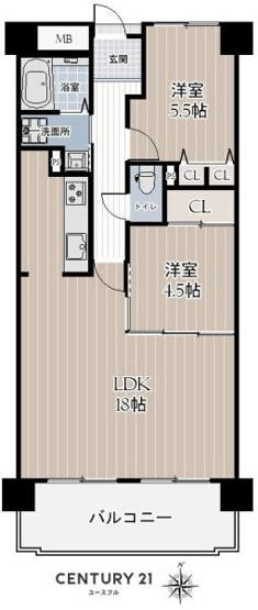 【間取り】 | 太平パシフィック南花田 | 専有面積:61.13平米　バルコニー面積:9.7平米　間取り:2LDK！