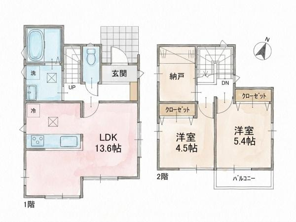 横浜市保土ケ谷区上菅田町の中古一戸建の間取り
