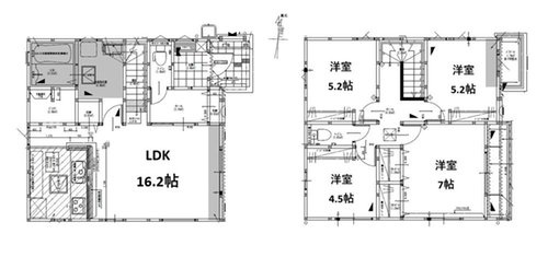 岡山市北区下伊福１丁目の新築一戸建の間取り