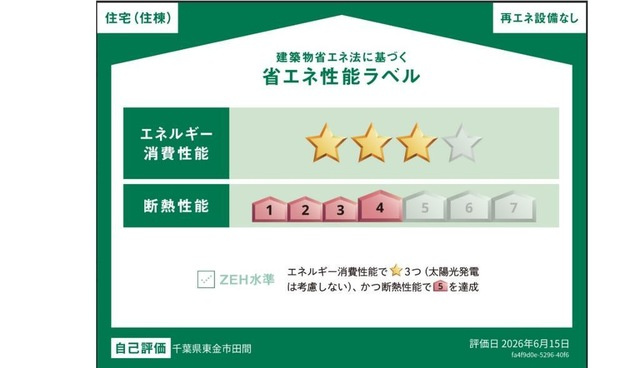 （仮称）東金市田間新築アパートの省エネ性能ラベル|※イメージ画像です