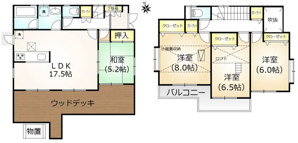 青梅市柚木町２丁目の中古一戸建の間取り