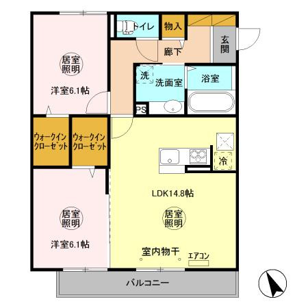 サンク・レーブ　Aの間取り|間取図