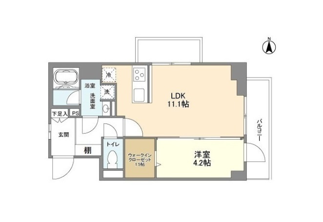 BPRレジデンス大鳥居の間取り|角部屋2面バルコニー！カウンターキッチンにウォークインクローゼットの1LDK