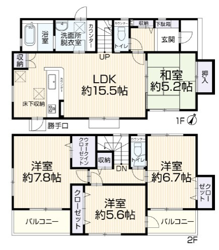 上尾市川1丁目 中古戸建の間取り|【全1棟】上尾市市川1丁目 中古戸建・4LDK・土地面積122.47m2・建物面積100.81m2