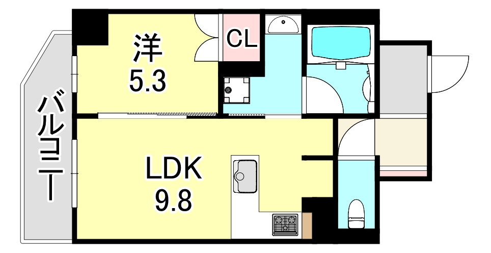 リーガル神戸三宮Ⅱの間取り