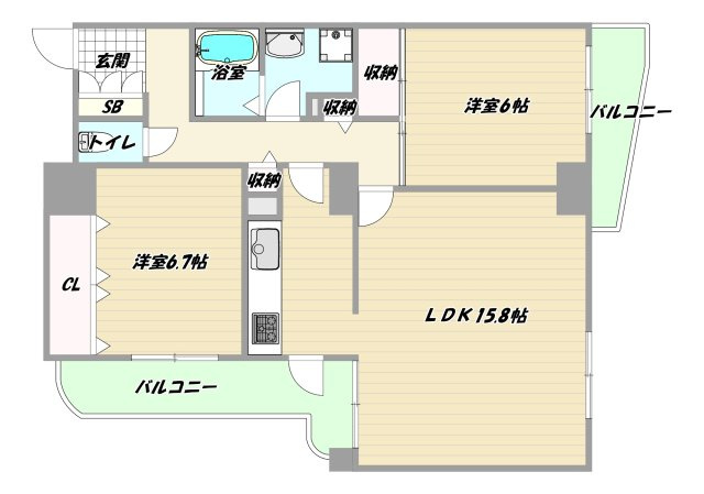 大阪市淀川区西三国１丁目の賃貸マンションの間取り