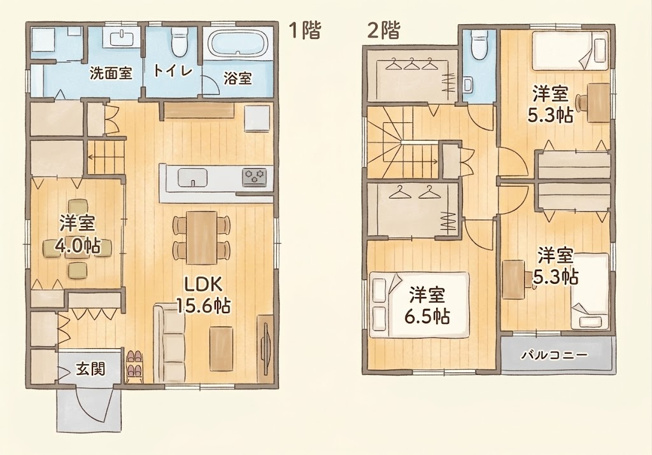 【参考プラン】 | 富士見市上南畑　建築条件無売地　全4区画　No.4 　（ふじみ野店） | 弊社でも建築可能です！
建物プラン例：建物価格1950万円、建物面積94.58㎡