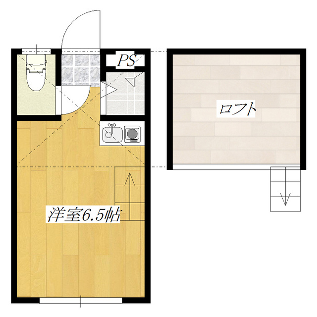 クレセール赤羽の間取り|広いﾛﾌﾄのついたワンルームタイプ！