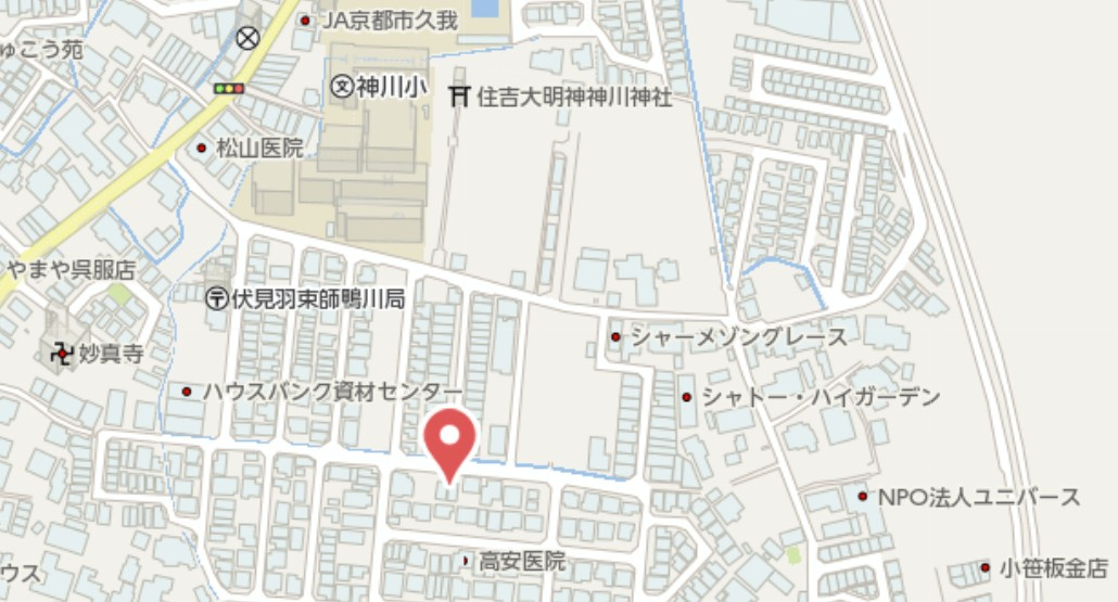 京都市伏見区羽束師鴨川町　建築条件付き土地の地図